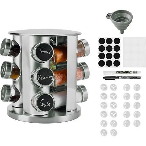 Miorkly 12 Spice with Jars Обертовий органайзер для спецій, товстий і сильний SpicMiorkly