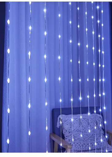 Гірлянда штора Sun Lamp великі краплі роси 3х2.5 м 250 LED з пультом від USB от powerbank - фото 7