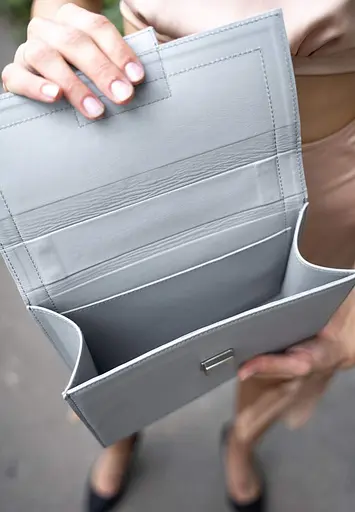 Жіноча шкіряна сумка Kelly сіра - фото 5