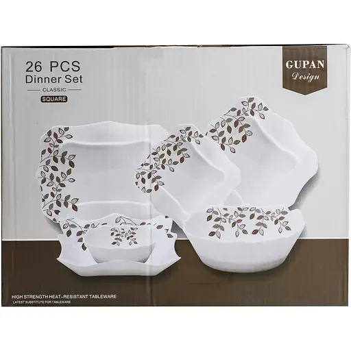 Столовый сервиз TS Kitchen на 6 персон фарфоровый Leaf белый HP23405 - фото 10