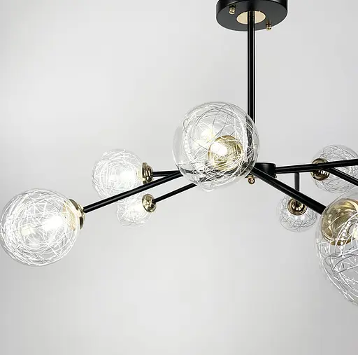 Стельова люстра в чорному корпусі на 10 ламп Line.F Колір фурнітури хром - фото 7