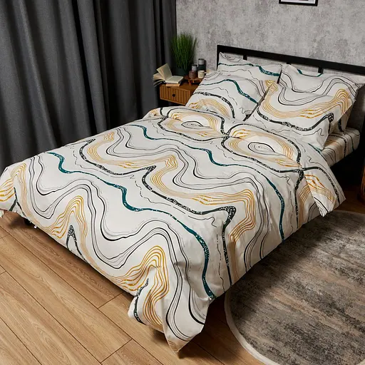 Постельный набор Moon&Star (пододеяльник 143х210 см + 2 наволочки 70х70 см) Бязь Gold Люкс Natural Waves - фото 1