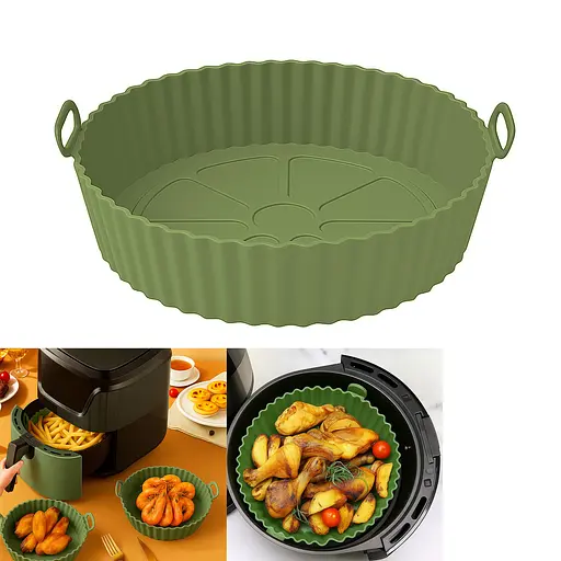 Круглая силиконовая форма для аэрогриля, духовки и мультипечи 22х22 см, Kitchen Master Зеленый 87961 - фото 1