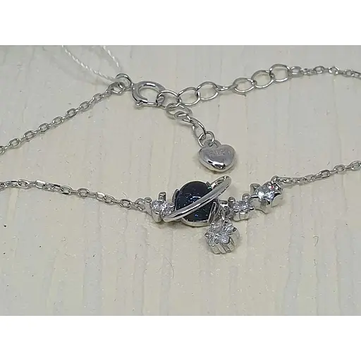 Срібне кольє Аметист з фіанітами 1251107 - фото 3