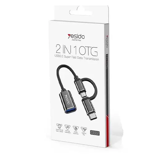 OTG перехідник Yesido GS02 micro/Type-C to USB 3.0 метал - фото 3
