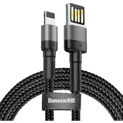 Кабель Baseus Cafule Cable special edition USB Lightning 1.5A 2 м Grey+Чорний - фото 1