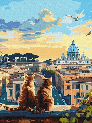Набор для росписи по номерам Котики в Риме, 30x40 см, КНО6606