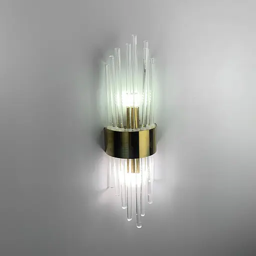 Бра у латунному каркасі із прозорими трубочками Line F W 18G-100*350 - фото 5