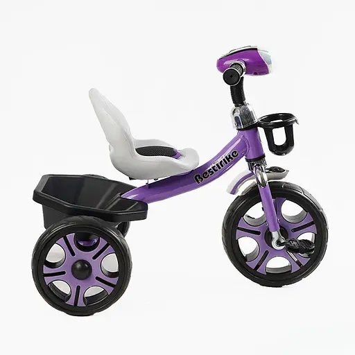 Детский трехколесный велосипед Best Trike BS-27102 с фарой и корзиной фиолетовый - фото 3