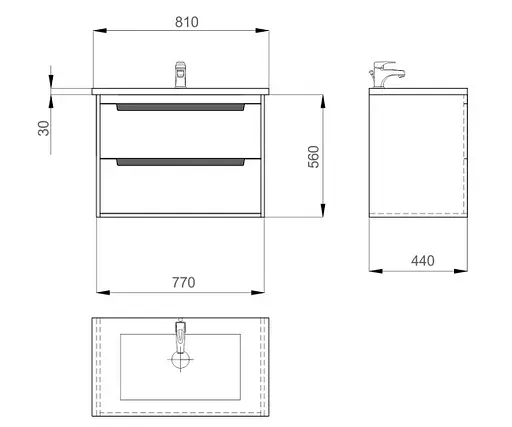 Тумба підвісна Sanwerk Грета Air 80 Білий з умивальником New Line (MV0000887) Білий - фото 5