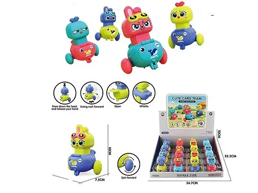 Машина с заводным механизмом, подвижные элементы, свисток. - фото 6