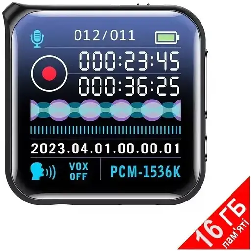 Міні диктофон Nectronix M30 з великим екраном, радіо та MP3 плеєром 16 Гб пам'яті - фото 2