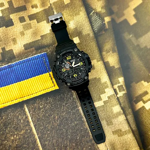 Наручний годинник чоловічий 002BKUASI Тризуб срібло Чорні + Коробка Patriot acs0031070 - фото 2