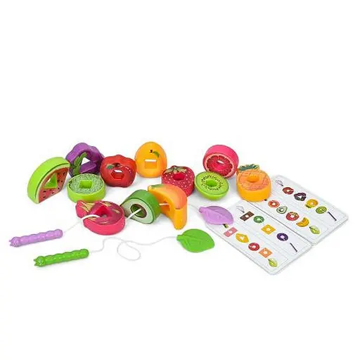 Детская игрушка "Шнуровка: Фрукты" Bambi M10C 12 продуктов, 2 веревки, 6 карт - фото 2