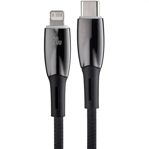 Кабель Baseus Gli ммer Series Fast Charging Data Cable Type-C to Lightning 20W 1 м Черный