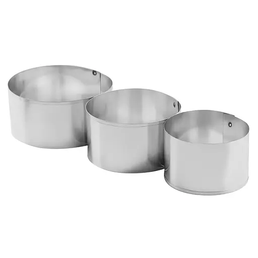 Набір круглих форм для викладки гарніра і салату (3 штуки в комплекті) Ø 10/8/6 см H 4.7 см (3 шт.), Kitchen Master Сріблястий 81772 - фото 1