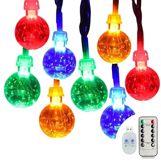 Koopower 30LEDs Globe Fairy Lights, Садові Fairy Lights USB-роз'єм 8 режимів гірлянди кришталеві кульки кулі