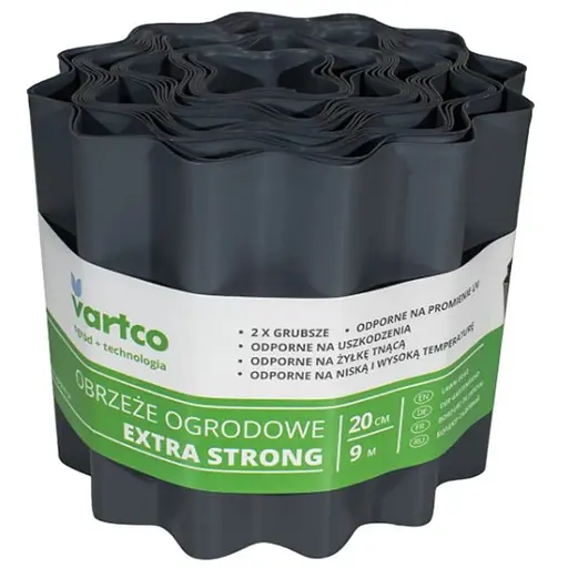 Бордюрна стрічка VARTCO 9 м х 20 см сірий БОРЛ0008 - фото 1