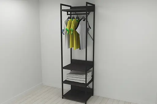 Шкаф Гардероб Уни секция 3 серии Конект Ferrum-decor 220x60x50см Черный металл ДСП Венге Магия 32 мм (FRD-104524)