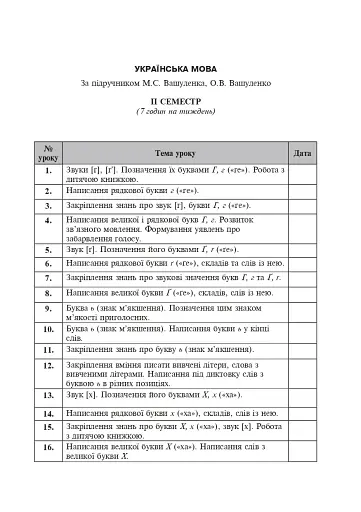 Календарне планування. 1 клас. ІІ семестр - фото 4