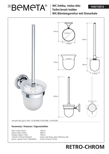 Туалетный ершик Bemeta Retro 144313012, Белый - фото 2