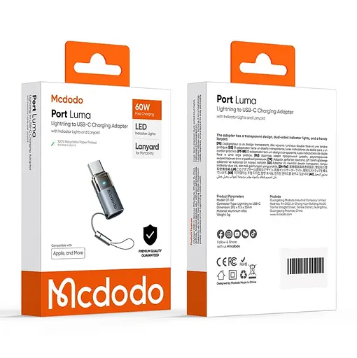Адаптер Mcdodo Lightning to USB-C 60W Charging Adapter Черный - фото 2