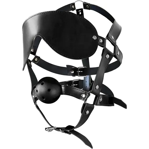 Кляп-маска Art of Sex - Deymon, Еко шкіра, колір Чорний