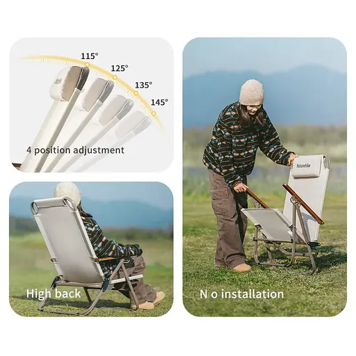 Крісло складане з регульованим нахилом Naturehike CNK2550JJ012 бежевий - фото 12