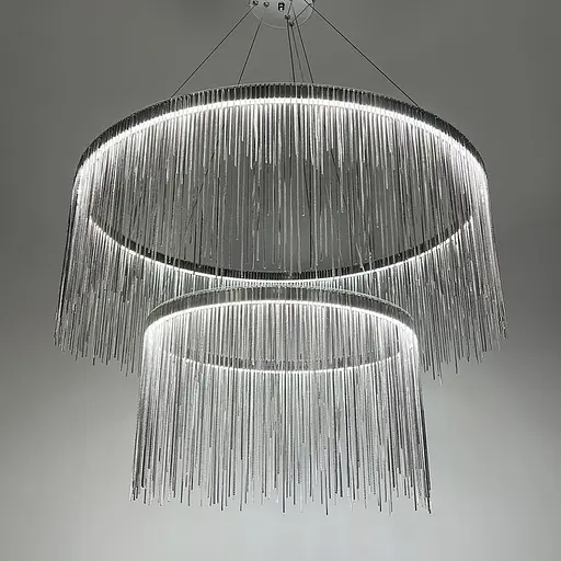 Хромована люстра з ланцюжками на 2 яруси Ø 80+50 см | Line F | Арт. SP07-800+500 - фото 8