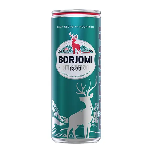Уценка. Вода минеральная Borjomi лечебно-столовая сильногазированная ж/б 0.33 л