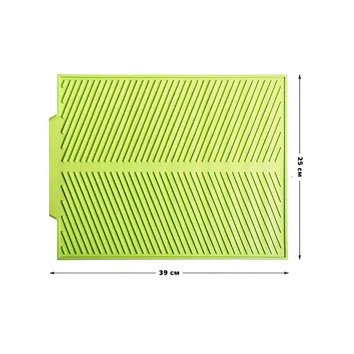 Силіконовий килимок для сушіння посуду зі зливом підставка-килимок для мокрого посуду 39х25 см, Kitchen Master 86142 - фото 3