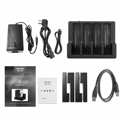 Внешний карман Maiwo клонир. для 4*HDD 2,5"/3,5" SATA/SSD через USB3.0 безвинтов. крепл. пластик черн. (K3094A) - фото 5