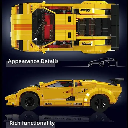 Конструктор машина на радиоуправлении Mould King Lamborghini Countach машинка ламборгини  1384 деталей - фото 6