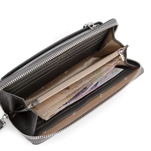 Гаманець-клатч жіночий шкіряний De Esse LC14238-GD35 з ручкою сірий - фото 2