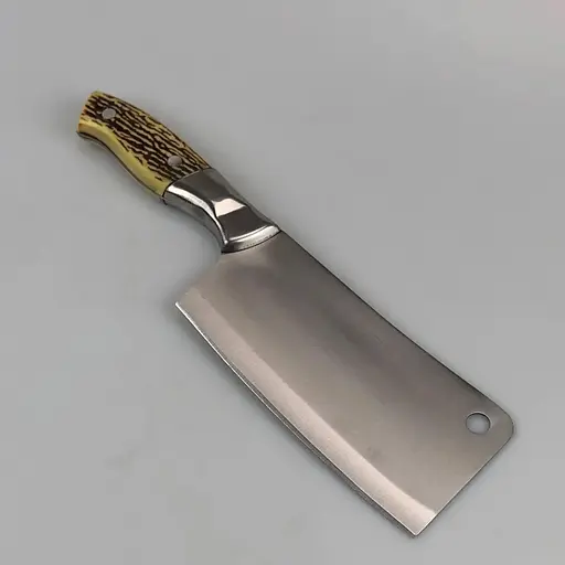 Тесак сокира сікач кухонний для обробки рубки м'яса кісток з нержавіючої сталі з кістяною ручкою 27x7 см, Kitchen Master 85709 - фото 4