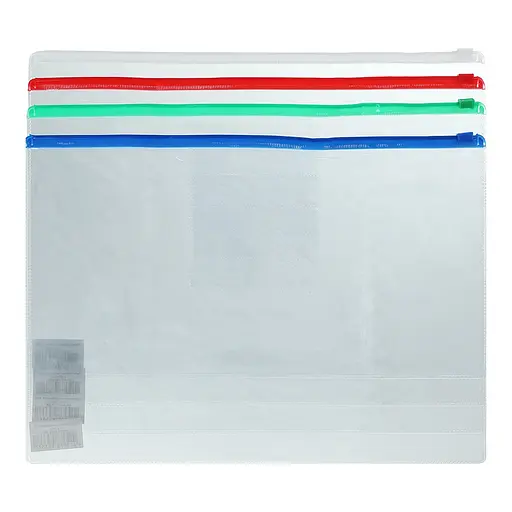 Папка-конверт на молнии zip-lock, А4, BM.3946-99 BUROMAX глянцевый прозрачный пластик, цветная (4823078953377) МІКС - фото 1