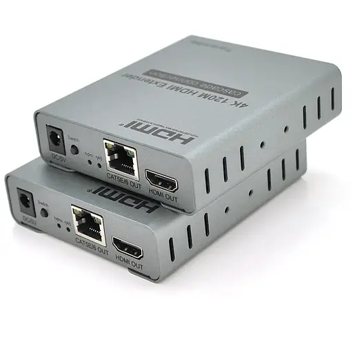 Одноканальний активний подовжувач HDMI сигналу по UTP кабелю з ик управлінням до 120 метрів, cat5e/cat6e 4K/1080P з блоком живлення.