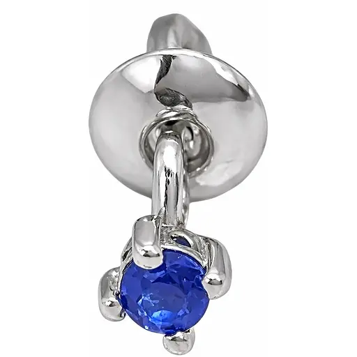 Серебряная моносерьга пуссета с фианитом. 3004.2С Синий - фото 1