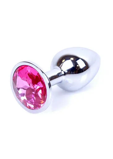 Металлическая анальная пробка с кристаллом Boss Jewellery 7х2.7 см (фуксия) - фото 8