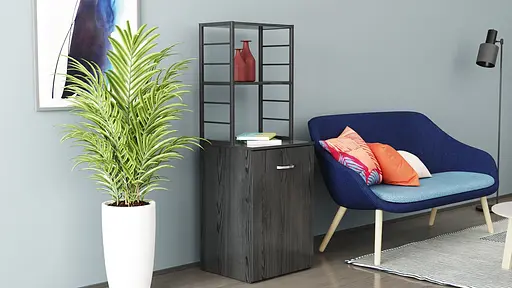 Стіл-тумба трансформер Смарт 4/2 з етажеркою Ferrum-decor 1430x1450x600 Чорний метал ДСП Сосна Кембра 16 мм (FRD-105132) - фото 8