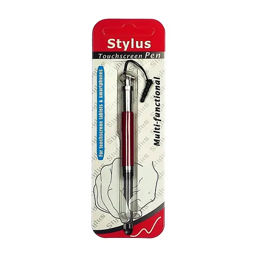 Стилус-брелок ємнісний, висувний, червоний - фото 4