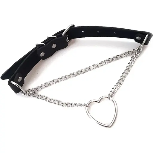 Чокер на шию Art of Sex - Paris Серце, з натуральної шкіри, колір Чорний