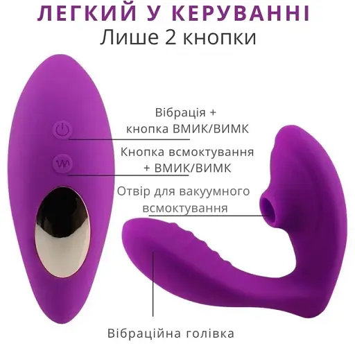 Вібратор I’MCUM Violet Pulse з функцією вакуумного всмоктування 10 режимів вібрації та всмоктування Фіолетовий (IM-KCD504) - фото 7