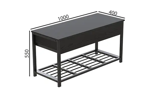 Банкетка з ящиком Дрейк 1 550x1000x400 метал Чорний ДСП Сосна Кембра 16мм FRD-103047 - фото 2
