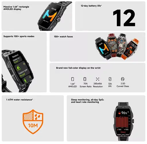 Смарт-часы Smart Watch iMiki MB-1 Super AMOLED 1.64 (456x280) 230мАч Black - фото 8