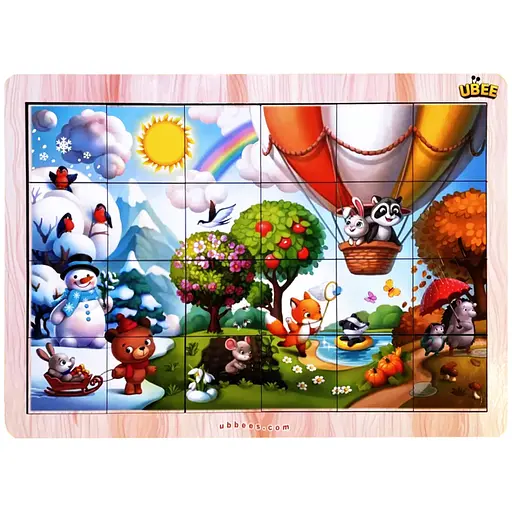 Настільний розвиваючий Пазл-вкладиш Пори року (ПСД241) PSD241 підказка-фон