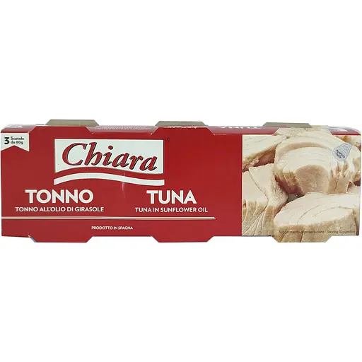 Тунец Сhiara в подсолнечном масле 240 г (3 шт. х 80 г)