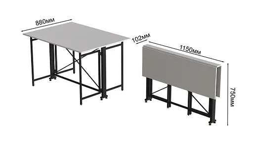 Стіл-книга трансформер Оріон 3 Ferrum-decor 750x1150x880 Чорний метал ДСП Біле 16 мм (FRD-105081) - фото 2