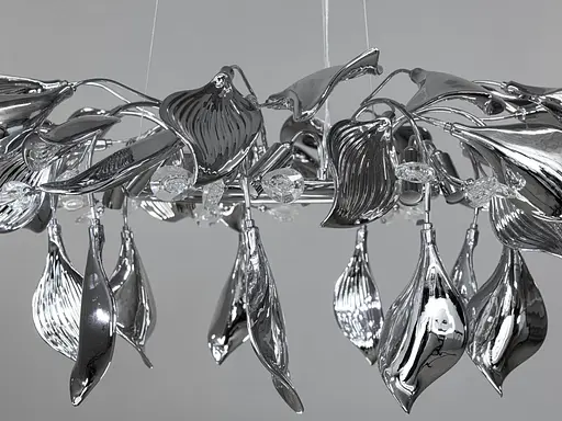 Підвісна фарфорова люстра для кухні, 8 ламп, хром - фото 4