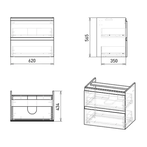 Тумба з умивальником Volle Leon 65 см 15-11-65 Білий - фото 3